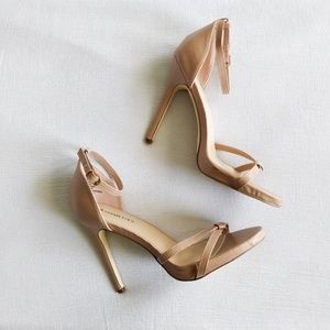 JustFab Light Pink/Nude Heels with Ankle Strap